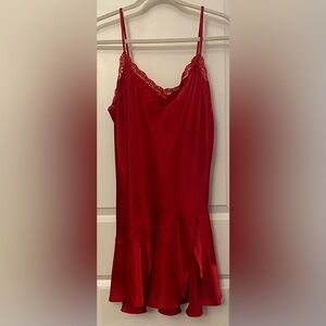Delicates Satin Nightgown Babydoll Slip Sz S Red NWOT Adjustable Straps Vintage